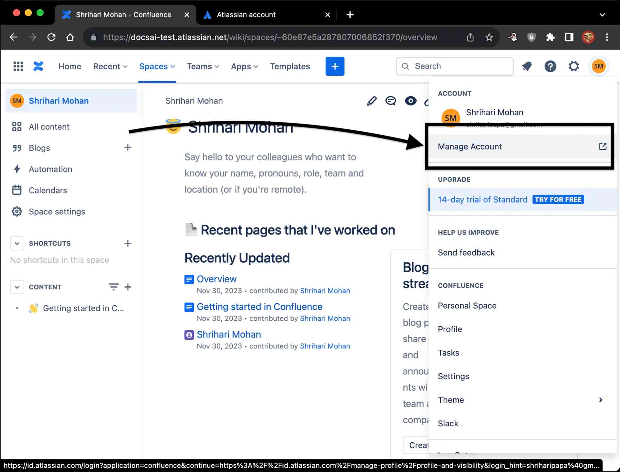 confluece getting access token